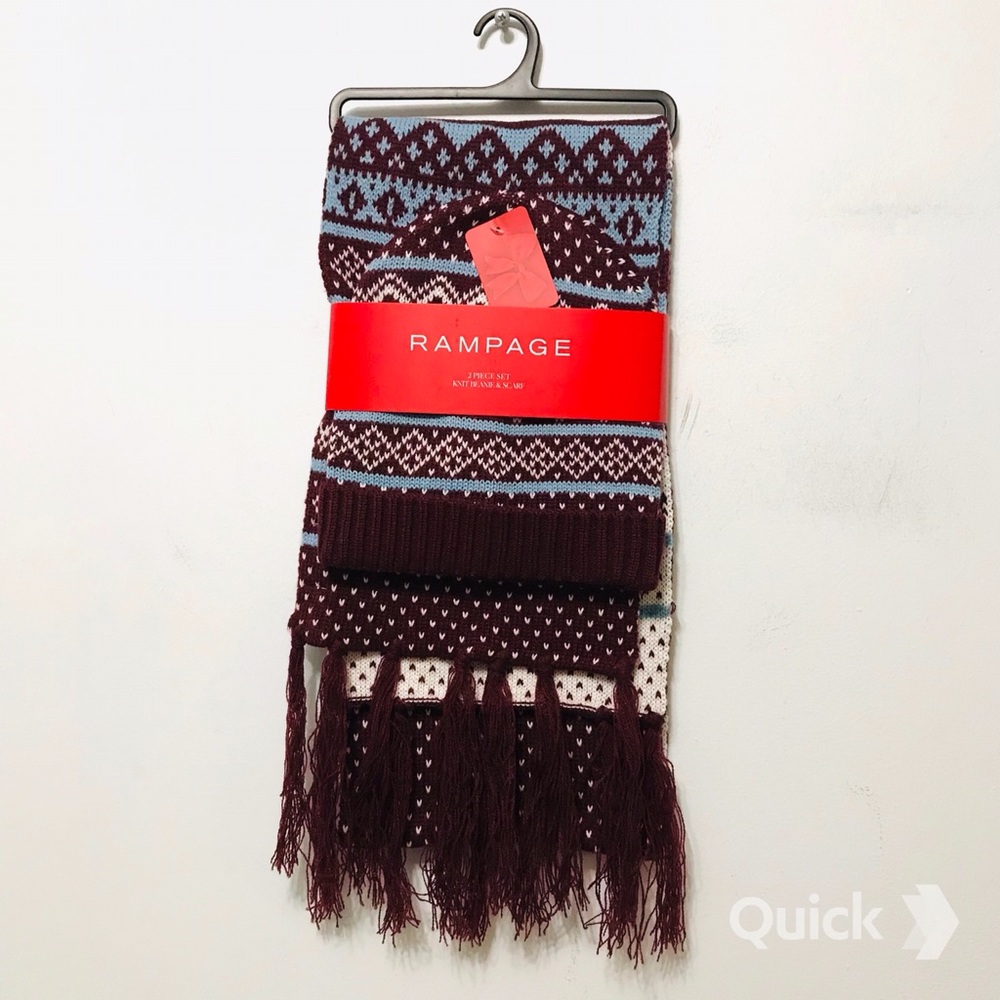 NWT Rampage Blue Knit Beanie & Scarf